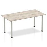 Impulse 1600mm Straight Table Grey Oak Top Silver Post Leg I003253 DD